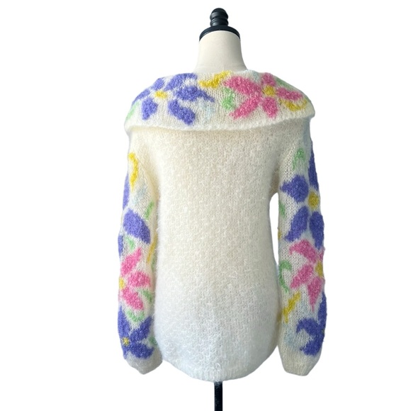 Saks Fifth Avenue Vintage Floral Mohair Sweater - Picture 4 of 9